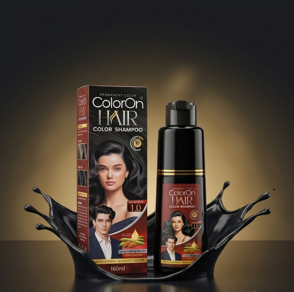ColorOn Permanent Hair Color Shampoo (Natural Black 1.0) – 160ml